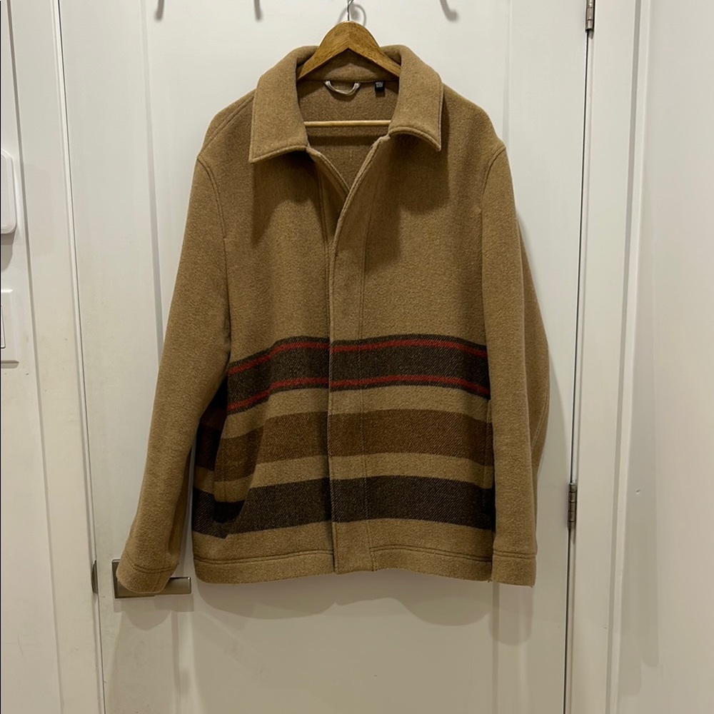 Men's Beige Striped Wool Jacket